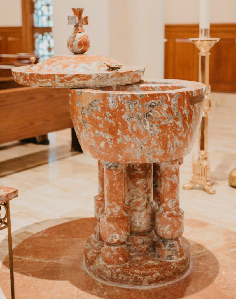 Baptismal Font and Paschal Candle